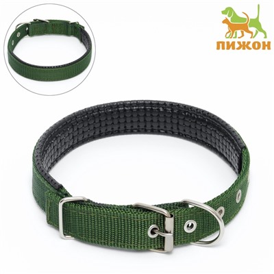 Ошейник «Комфорт» комбинированный (полиэстер, искусственная кожа), 55×2.5 см, ОШ 40-50 см, зелёный