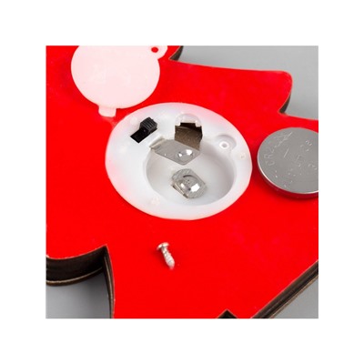 Ёлочная игрушка «Красная ёлочка с Дедом Морозом», 10×10×1 см, 3 LED, от батареек, свечение тёплое белое