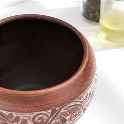 Горшок для жаркого «Ангоб», 700 мл, красная глина