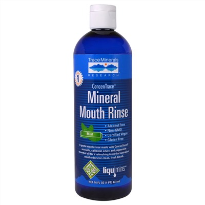 Trace Minerals Research, ConcenTrace, Минеральный ополаскиватель для полости рта, Мята, 16 жидких унций (473 мл)