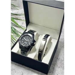 Подарочный набор для мужчины часы и браслет + коробка #22853522