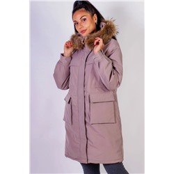 Зимняя парка удлиненная, с капюшоном натуральный мех арт. 619