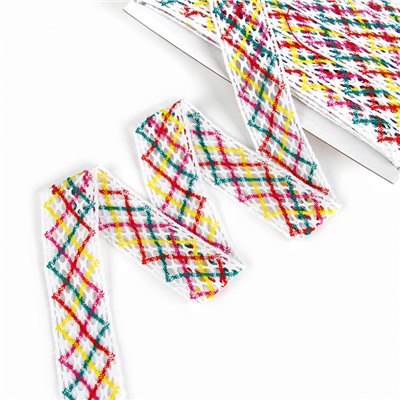 Тесьма многоцветная «Зигзаг», ширина 4 см, в упаковке 25 м