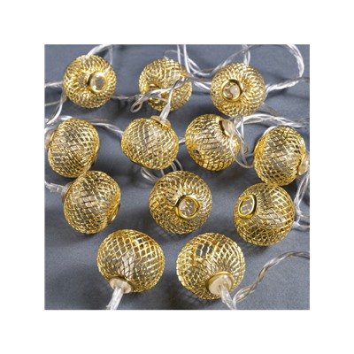 Гирлянда «Нить» 4 м с насадками «Шарик сетка», IP20, прозрачная нить, 20 LED, свечение тёплое белое, 8 режимов, 220 В