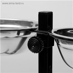 Подставка с мисками, 2×700 мл, высота 40 см, разборная, чёрная