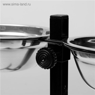 Подставка с мисками, 2×700 мл, высота 40 см, разборная, чёрная