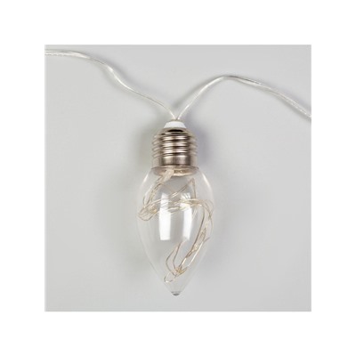 Гирлянда «Нить» 3 м с насадками «Лампочки капля», IP20, прозрачная нить, 80 LED, свечение синее, 8 режимов, 220 В