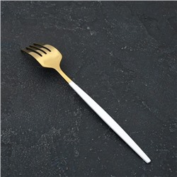 Вилка столовая Magistro «Блинк», 21.5×3 см, белая ручка, нержавеющая сталь, золотистая