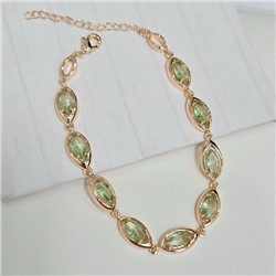 Браслет на руку ювелирная бижутерия коллекция "Дубай", вставка: фианиты, цвет: бледно-зеленый, арт.414.088