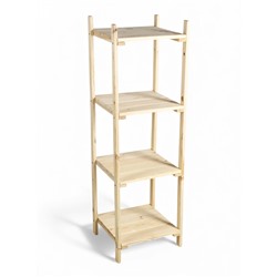 Стеллаж деревянный, 4 полки, 140×40×40 см, липа, напольный, «Добропаровъ»