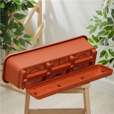 Ящик для цветов балконный с поддоном, 60 см, терракотовый