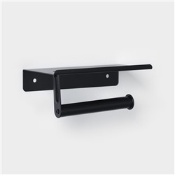 Держатель для туалетной бумаги с полочкой, 18×9.7×7.5 см, чёрный