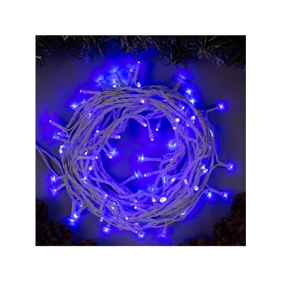 Гирлянда «Нить» 10 м, IP44, белая нить, 100 LED, свечение синее, 8 режимов, 220 В