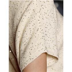 Джемпер с цельнокроенным коротким рукавом из хлопковой пряжи с пайетками