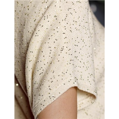 Джемпер с цельнокроенным коротким рукавом из хлопковой пряжи с пайетками