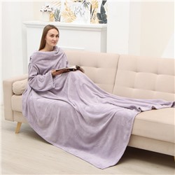 Плед с рукавами «Этель», 150×200 см, корал-флис, сиреневый