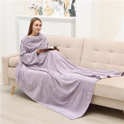 Плед с рукавами «Этель», 150×200 см, корал-флис, сиреневый