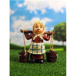 Садовая фигура из полистоуна «Бабушка с ведрами», 20×7×19 см, Greengo