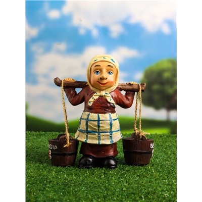 Садовая фигура из полистоуна «Бабушка с ведрами», 20×7×19 см, Greengo