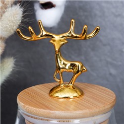 Банка для сыпучих бамбуковая крышка с фигуркой 500 мл 11,5х10,5 см  / LCSC2442 /уп 100/ новогодняя