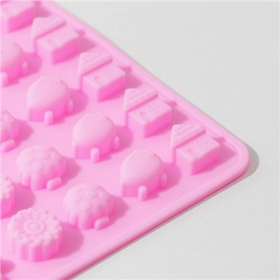 Форма для мармелада «Домик в лесу», силикон, 21×13.7×1 см, 60 ячеек, цвет МИКС