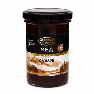 Мед натуральный с чагой, 300 г, стекло