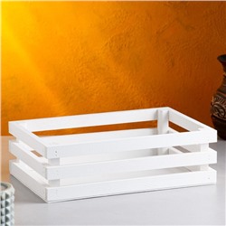 Кашпо для цветов Classic, 30×20×9.5 см, деревянное, белое