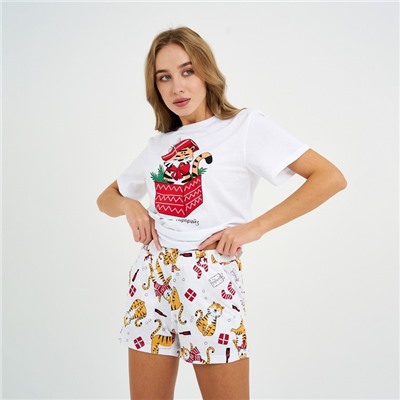 Пижама женская новогодняя (футболка и шорты) KAFTAN «Тигры» р.44-46