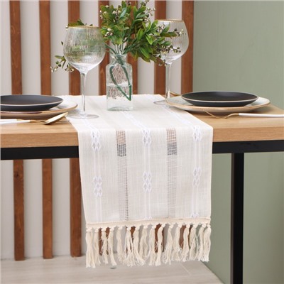 Дорожка на стол «Этель» 30×180 см, бежевая