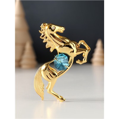 Фигурка металл «Лошадь» с 2 голубыми хрусталиками, 5.5×2×8 см