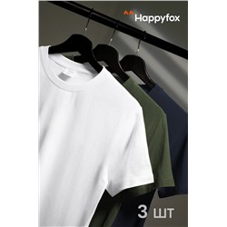 Мужская базовая футболка из хлопка 3 шт. Happyfox