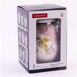 60256 Банка для сыпучих 900мл Розовый сад доломит/металл LR (х24)