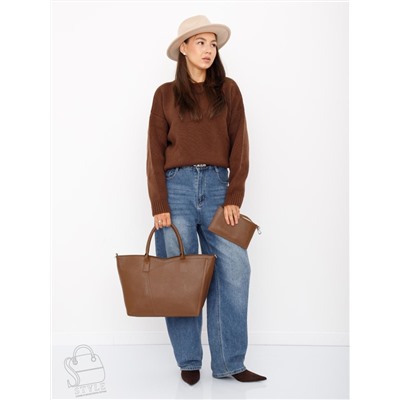 Сумка женская кожаная 1059C brown Polina&Eiterou