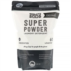 Molly's Suds, Super Powder, стиральный порошок, без запаха, 60 загрузок, 1,7 кг