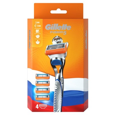 Станок для бритья Dʤɪˈlett ФЬЮЖН-5 (+ 4 кассеты), (без подставки) в коробке (Оригинал)