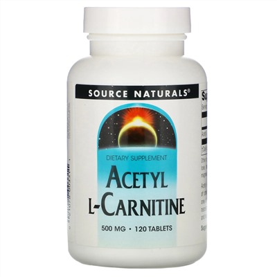 Source Naturals, Ацетил L-карнитин,  500 мг, 120 таблеток