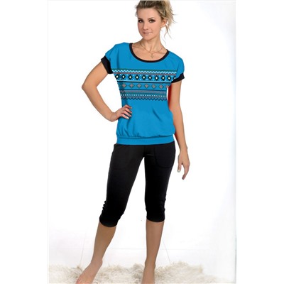 Женская пижама с бриджами и футболкой 50