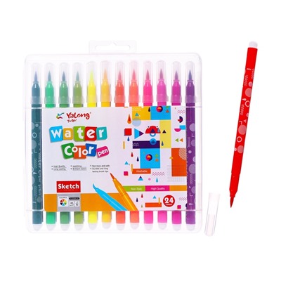 Набор акварельных маркеров 24 с наконечником кистью в пластиковом пенале