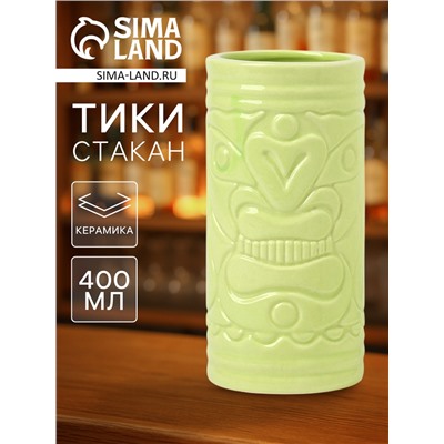 Стакан для коктейлей «Тики остров», 400 мл, d=7 см, h=14.5 см, керамика, зелёный