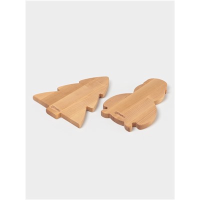 Подарочный набор посуды Adelica «С Новым годом», менажницы деревянные: снеговик 25×14 см, ёлка 25×20.5 см, магнит, в подарочной коробке