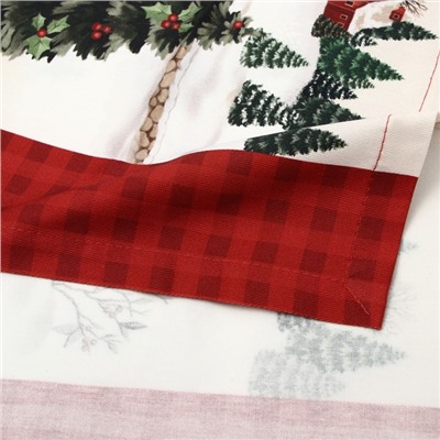 Дорожка на стол Этель «Лошадки» 30×70 см, 100% хлопок, саржа 190 г/м², бежевая/красная