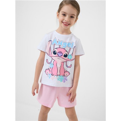 Комплект трикотажный для девочек: фуфайка (футболка), шорты