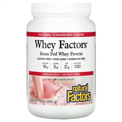 Natural Factors, Whey Factors, Grass Fed Whey Protein, Natural Strawberry, 12 oz (340 g)