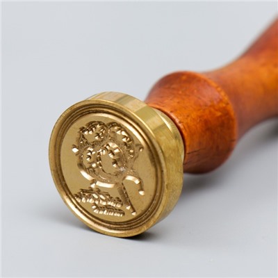 Печать для сургуча с деревянной ручкой «Хлопок», 9×2.5×2.5 см