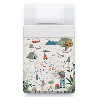 Покрывало 1.5-спальное «Этель» Hello, adventure, 145×210±5 см, микрофибра