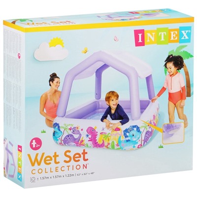 УЦЕНКА Бассейн надувной детский INTEX «Домик» 57470NP, 157×157×122 см, с навесом, 280 л, от 2 лет