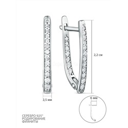 Серьги из серебра с фианитами родированные 925 пробы 402012-159
