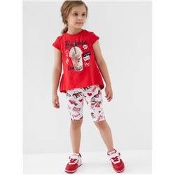 Комплект трикотажный для девочек: джемпер (футболка), брюки (легинсы укороченные)