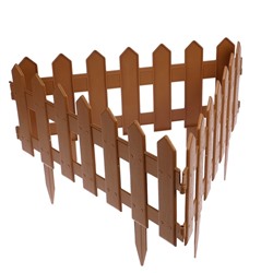 Ограждение декоративное, 30×196 см, 4 секции, пластик, коричневое, «Палисадник»