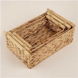 Корзины для хранения SL Home, плетёные, ручной работы, 3 шт., 27×16×9 см, 31×20×12 см, 35×24×13 см